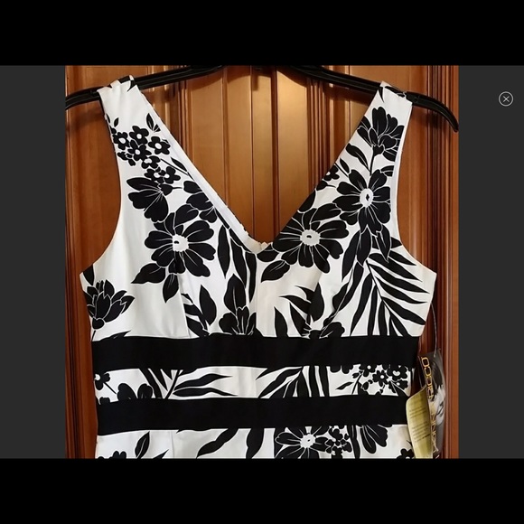Donna Ricco Black White Floral Dress Sz 12P New - Picture 2 of 7